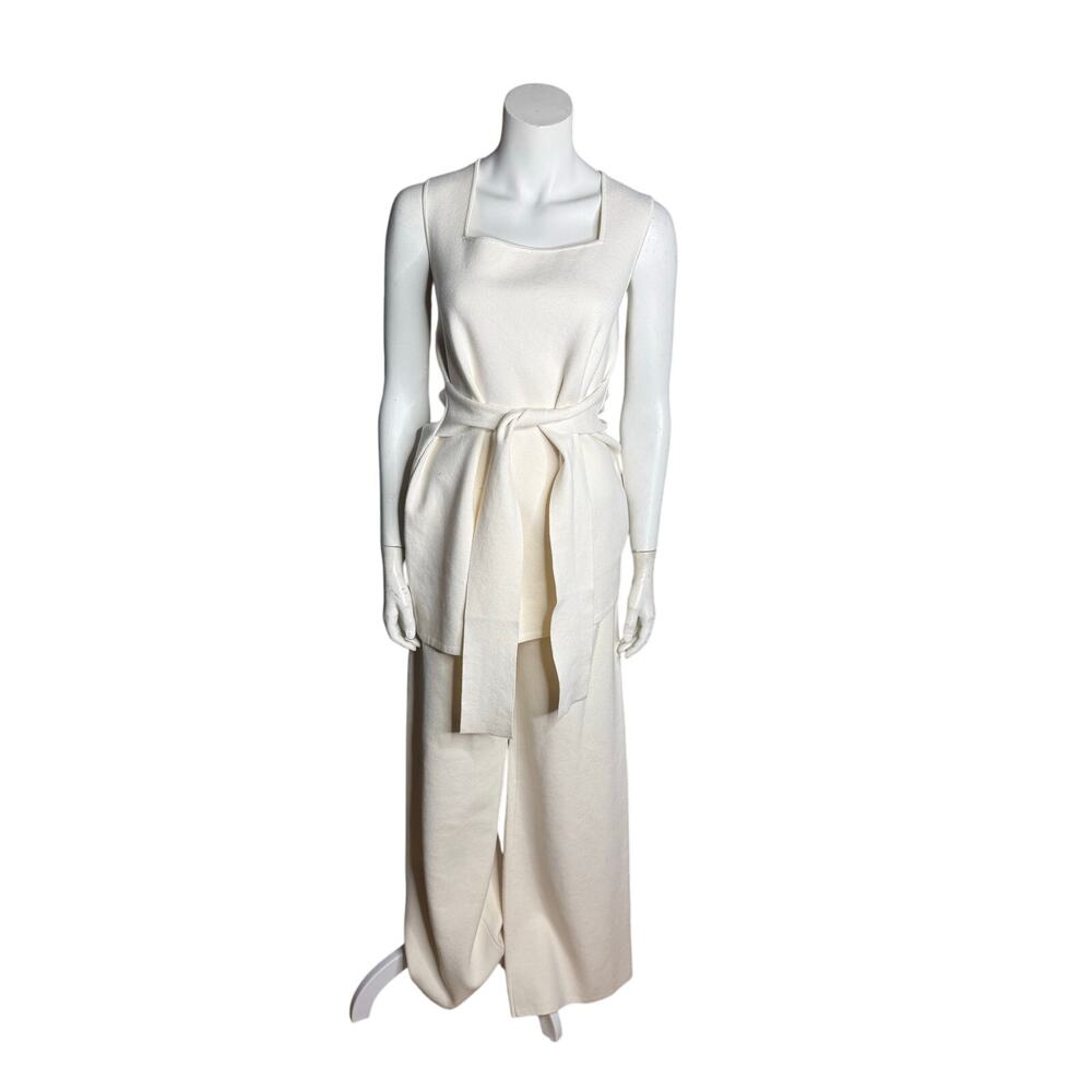 Toccin Tank/Pants Set Women's XL Cream Knit Cotton Wool Blend Waist Tie
